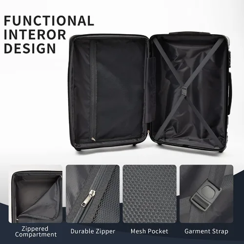 Vista 6 de Merax Maleta giratoria rígida con cerradura TSA expandible y ligera maleta de 20 pulgadas, 24 pulgadas, 28 pulgadas disponible.., Negro