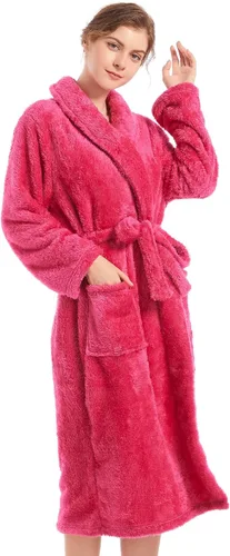 Vista 2 de Inner Wish Bata de felpa para mujer, acogedora y cálida, bata de spa con bolsillos