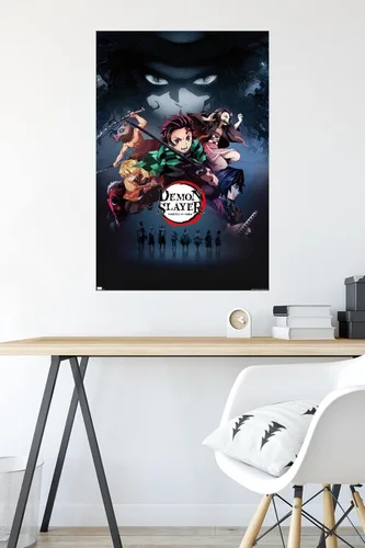Vista 4 de Demon Slayer - Póster de pared Key Visual 3, 34 pulgadas de largo x 22.4 pulgadas de ancho, versión premium sin marco
