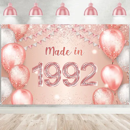 Vista 9 de Cartel de feliz cumpleaños número 50 en oro rosa hecho en 1973 con texto en inglés "Cheers to 50 years old", confeti, telón de fondo, decoración