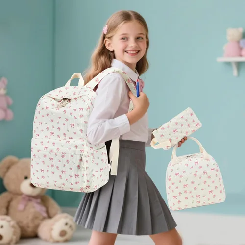 Vista 3 de BTOOP Mochilas escolares para adolescentes y niñas, mochila ligera para niños, juego de bolsas escolares con lonchera y estuche para lápices