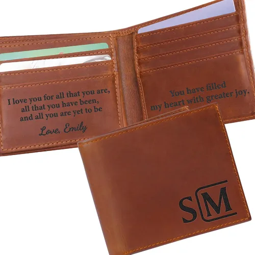 Vista 4 de Customizable Genuine Leather Wallet for Men – Personalized Slim Wallet, Unique Gift for Husband, Dad, or Boyfriend, Thoughtful Gifts for