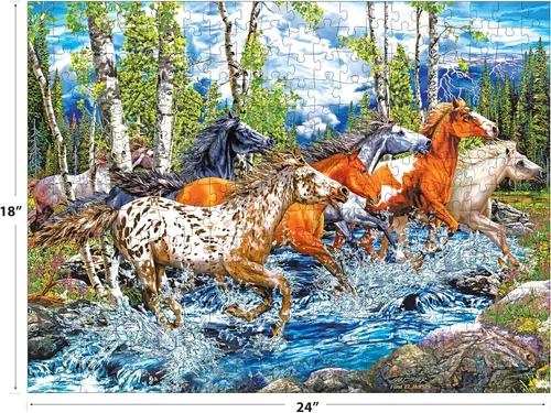 Vista 3 de RoseArt - Puzzle Collector - 22 caballos corriendo - Rompecabezas de 500 piezas para adultos