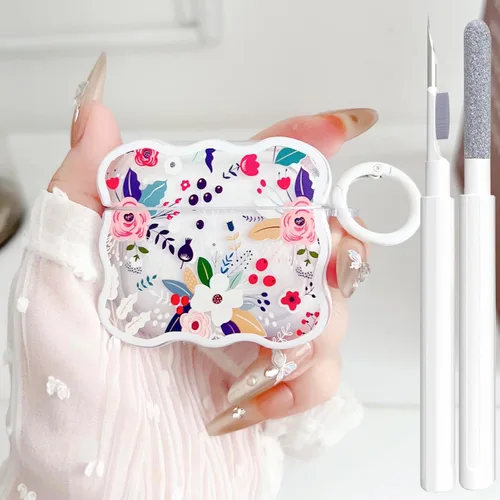 Vista 16 de Linda funda transparente para AirPods de 3ª generación, color verde, diseño de lazo femenino, TPU suave, a prueba de golpes, Kawaii Airpods