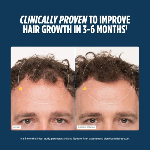 Vista 4 de Nutrafol Men's Hair Growth Supplements, Clinically Tested for Visibly Thicker Hair and Scalp Coverage, Dermatologist Recommended - 1 Month Supply, 1