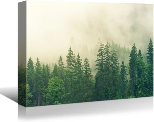 Vista 17 de BANHUA1 Decoración de pared de escena de nieve de invierno, lienzo, pintura artística de pared, póster de tierra de nieve de invierno sobre lienzo