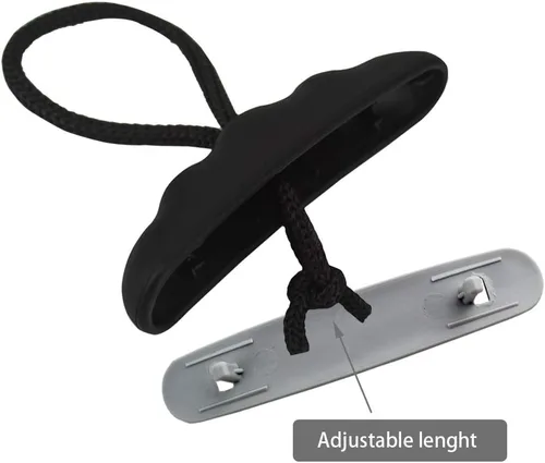 Vista 4 de Kit de transporte de asas de kayak, resistente, mango en T con cable para transporte de canoa, paquete de 2, color negro