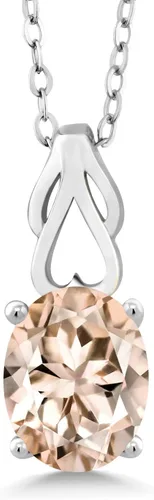 Vista 121 de Gem Stone King Collar de plata de ley 925 con piedra natal ovalada de 0.354 x 0.276 in Collar con colgante solitario para mujer Con cadena