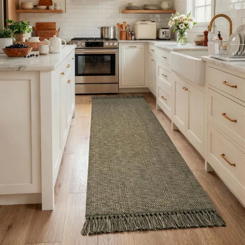 Vista 27 de Collive Alfombra de Baño Negra, 2' x 3' Tejida a Mano Lavable Alfombras Pequeñas de Cocina, Alfombra de Entrada Reversible de Algodón Alfombra