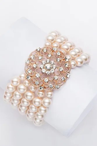 Vista 4 de BABEYOND Pulsera de perlas de imitación de la década de 1920, pulsera elástica de perlas de gran Gatsby, accesorios de los años 20, joyería de 5