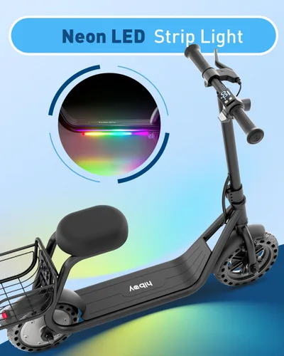 Vista 3 de Hiboy Q2 Lite Electric Scooter for Kids w/Seat, 3-Speed, Brake, Ages 4-10 Negro