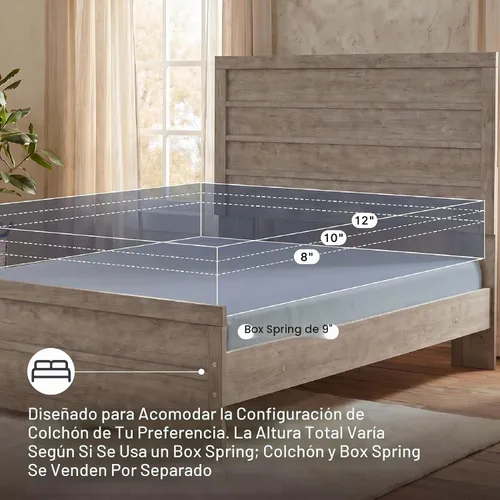 Vista 8 de Signature Design by Ashley Culverbach Farmhouse - Marco de cama de panel
