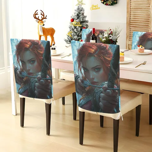 Vista 4 de Juego de 6 fundas decorativas para silla de escritorio para decoración del hogar, fundas suaves e impermeables para sillas de comedor, cobertores