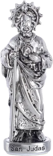 Vista 12 de KOMI Estatua de San Benito Sosteniendo Cruz y Regla Decoraciones para Tablero del Automóvil Bendice Regalo de Seguridad de Conducción