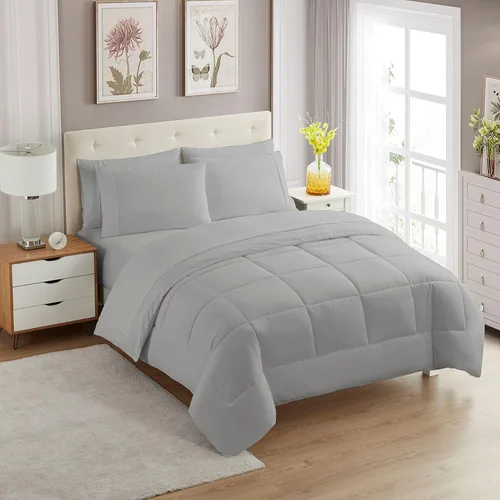 Vista 128 de Sweet Home Collection Juego de edredón de 7 piezas de color sólido para todas las estaciones, manta alternativa de plumón suave y lujosas sábanas