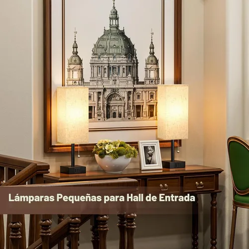 Vista 5 de Fenmzee Juego de 2 lámparas de noche para dormitorio, pequeña lámpara rectangular para mesita de noche con puerto de carga USB A C, luz