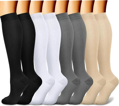 Vista 10 de CHARMKING Calcetines de compresión para mujeres y hombres para circulación (8 pares) 15-20 mmHg, mejor soporte para ciclismo atlético