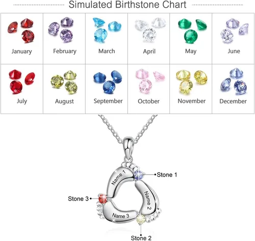 Vista 2 de Wendy Made Personalized Mothers Christmas Necklace for Mom - Custom 1-6 Birthstones Name Necklace for Mother Daughter - Family Name Necklace for