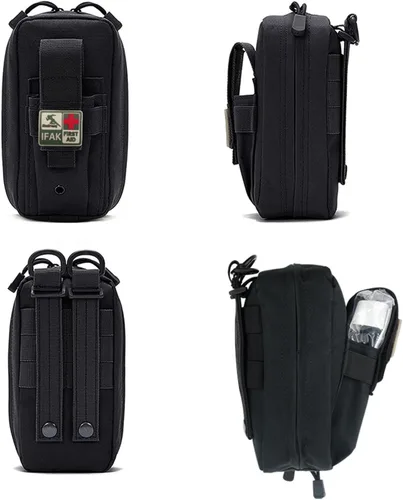 Vista 2 de IFAK Kit de trauma – Esenciales de primeros auxilios de emergencia compacto para militares, campamentos, senderismo y supervivencia diaria (negro)