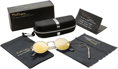 Vista 5 de Dollger Gafas de sol redondas Steampunk con marco de metal