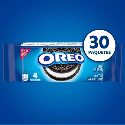 Vista 2 de OREO - Galletas de sándwich de chocolate, 30 paquetes de snack de 1.59 oz