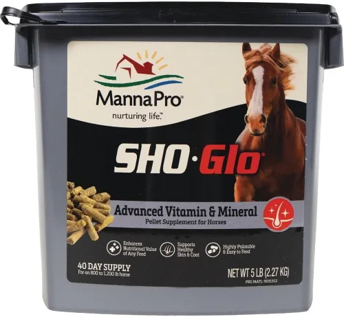 Vista 8 de Sho-Glo Horse Suplemento vitamínico y mineral – Manna Pro – Suplemento equino diario completo para piel sana, pelaje y pezones – Fortificado
