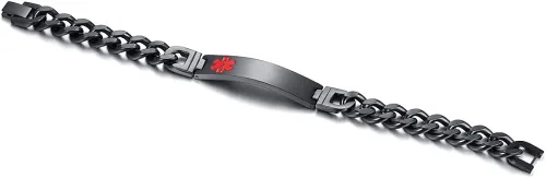 Vista 4 de Free Custom Engraving Emergency Medical Alert ID Cuff Bracelet for Men Women