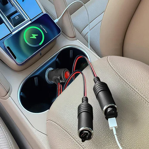 Vista 6 de Divisor para Encendedor de Cigarrillos de Coche, Adaptador Divisor de 12 V para Coche, Soporta Carga Rápida, Divisor de 1 a 2 Puertos de Carga