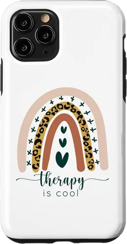 Vista 10 de iPhone 15 Therapy is Cool Mental Health Awareness Rainbow Leopard Cute Case