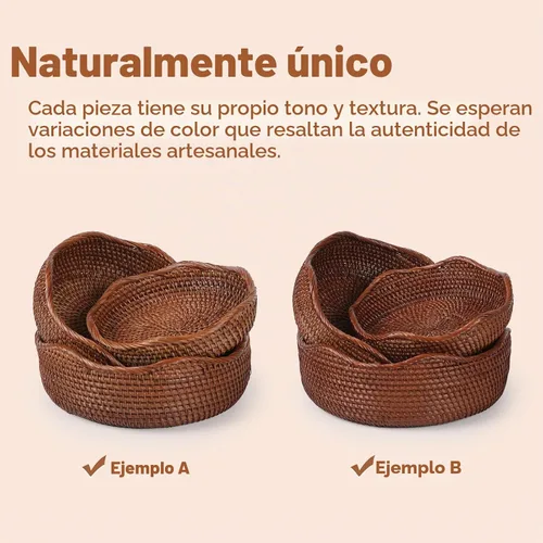 Vista 5 de YANGQIHOME Cestas redondas de ratán para frutas, tazones de almacenamiento de mimbre, cestas de servir tejidas naturales, cestas decorativas