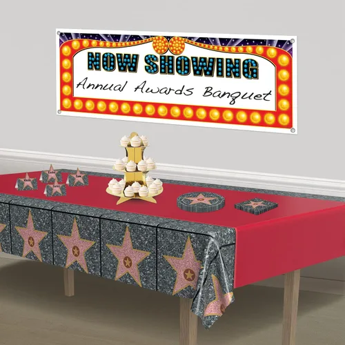 Vista 4 de Beistle Mantel de mesa con diseño de estrella roja de plástico Hollywood para fiesta, noche de cine y premios, decoración de mesa para banquetes