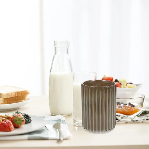 Vista 5 de LIFKOME Tazas de té de cerámica, tazas de café, estilo chino o japonés, taza de leche de porcelana, sin asas, vaso de bebidas vintage a rayas