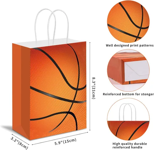 Vista 2 de YE 16 bolsas de regalo de baloncesto para fiestas, bolsas de regalo de baloncesto, bolsas de regalo de baloncesto, fiestas temáticas de baloncesto