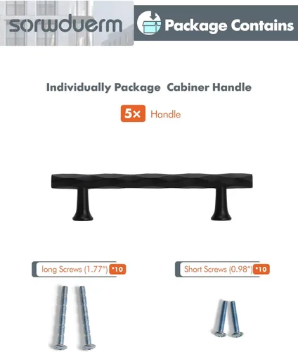 Vista 2 de Paquete de 5 tiradores de gabinete negro mate de 3.78 pulgadas (3.780 in) para armario de cocina y baño, accesorios de gabinete de tocador negro