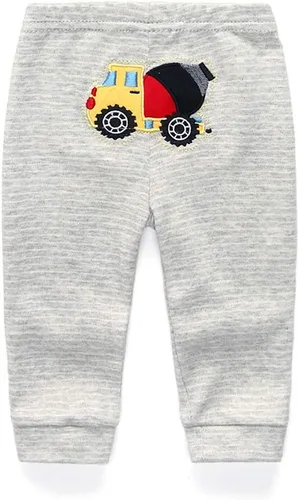 Vista 8 de Paquete de 4 pantalones unisex de algodón para bebé recién nacido, leggings casuales bordados de 0 a 24 meses para niños y niñas