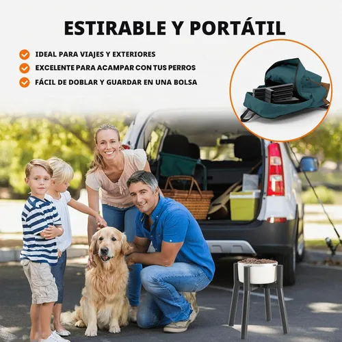 Vista 6 de Soporte Ajustable Elevado para Cuenco de Perros de 7-10.6" de Diámetro para Comida y Agua - Comedero Elevado de 11" de Altura para Mejorar