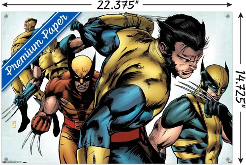 Vista 3 de Trends International Marvel Comics Wolverine - Póster de pared de Evolución, 14.72 x 22.37 pulgadas, paquete de póster premium y alfiler 2-Paquete