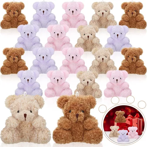 Vista 7 de Chivao 20 piezas de mini osos de peluche a granel de 4 pulgadas de oso pequeño a granel para niños, fiesta de cumpleaños, intercambio de aula, baby