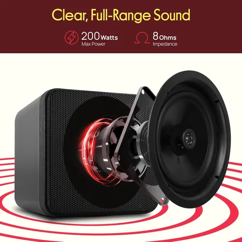 Vista 9 de Pyle Home Mini Cube - Altavoces para estantería de 4 pulgadas, controlador de cono de papel, potencia de 200 vatios, impedancia de 8 ohmios