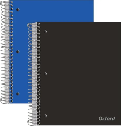 Vista 8 de Oxford Cuadernos en espiral, 5 materias, papel rayado universitario, cubierta de plástico duradero, 200 hojas, 5 bolsillos divisores, 2 por paquete