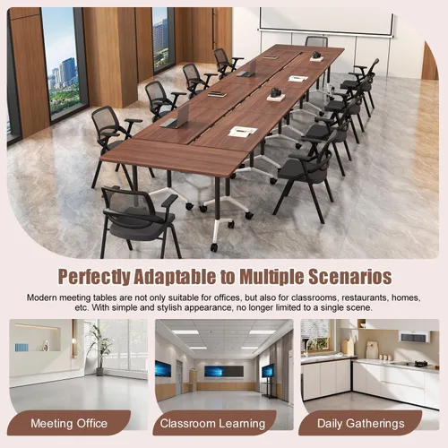 Vista 9 de Folding Conference Table with Wheels, 70.8" Flip-top Training Table, 6Pack Walnut 1