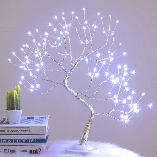 Vista 13 de FUCHSUN - Lámpara de árbol de bonsái de mesa con 108 luces LED de hadas, árbol artificial para centros de mesa de fiesta en el hogar, funciona