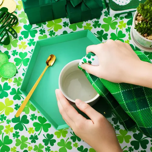 Vista 4 de Patelai 6 Pcs Toallas de Cocina del Día de San Patricio Toalla de Trébol Shamrock Toallas de Mano para Baño Toallas para Platos y Té Regalos
