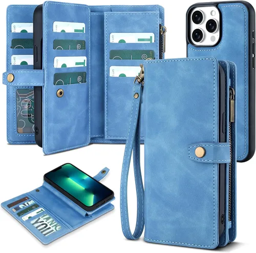 Vista 58 de TwoHead Funda tipo cartera para iPhone 12 Pro Max con tarjetero, funda magnética desmontable para teléfono 12 Pro Max, piel sintética, a prueba