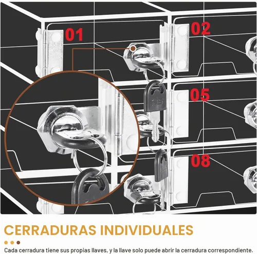 Vista 3 de Caja de casillero para teléfono celular, 9 ranuras, montada