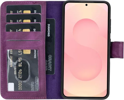 Vista 18 de HARDISTON Funda tipo cartera compatible con Samsung Galaxy S21, hecha a mano, de piel auténtica, cubierta magnética desmontable tipo flip con Negro