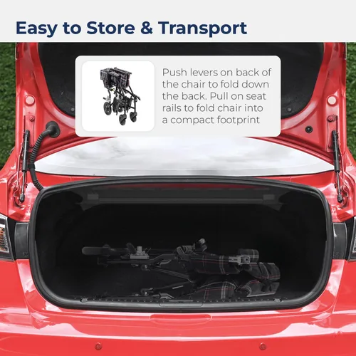 Vista 7 de Silla de ruedas Drive Medical Fly Lite de aluminio ultraligero, silla de transporte, DFL19-BLK, 19", Black Frame, 1, 1 Folding Transport
