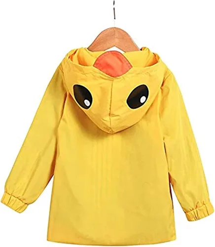Vista 3 de Chaqueta de lluvia de pato para bebé niño y niña, linda chaqueta de lluvia amarilla de dibujos animados, abrigo para niños, traje escolar de otoño e