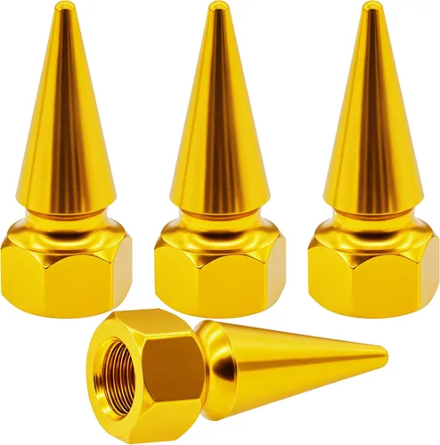 Vista 36 de 4 piezas de tapas de válvula de rueda con forma de punta, tapa de aire de aluminio para automóviles, cubiertas universales de válvula de rueda a