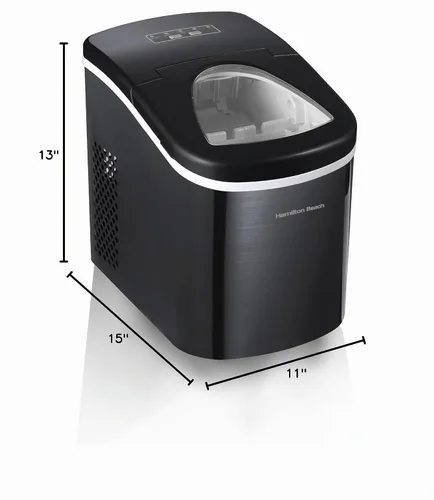Vista 4 de HAMILTON BEACH Máquina compacta para hacer hielo de encimera (negro inoxidable): nunca te quedes sin hielo de nuevo para agua, café y más Obtén 26